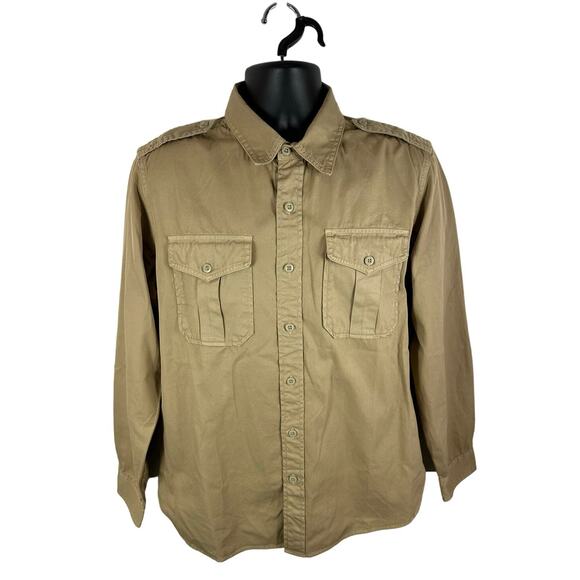 JW Hulme Mens Field Utility Shirt Button Up Longsleeve Tan Size Large - Picture 1 of 10